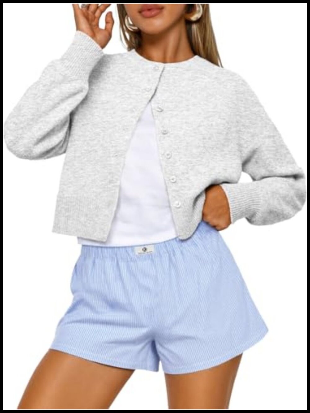 Cropped Cardigan Sweaters for Women Lightweight Knit Button-Down Layering
